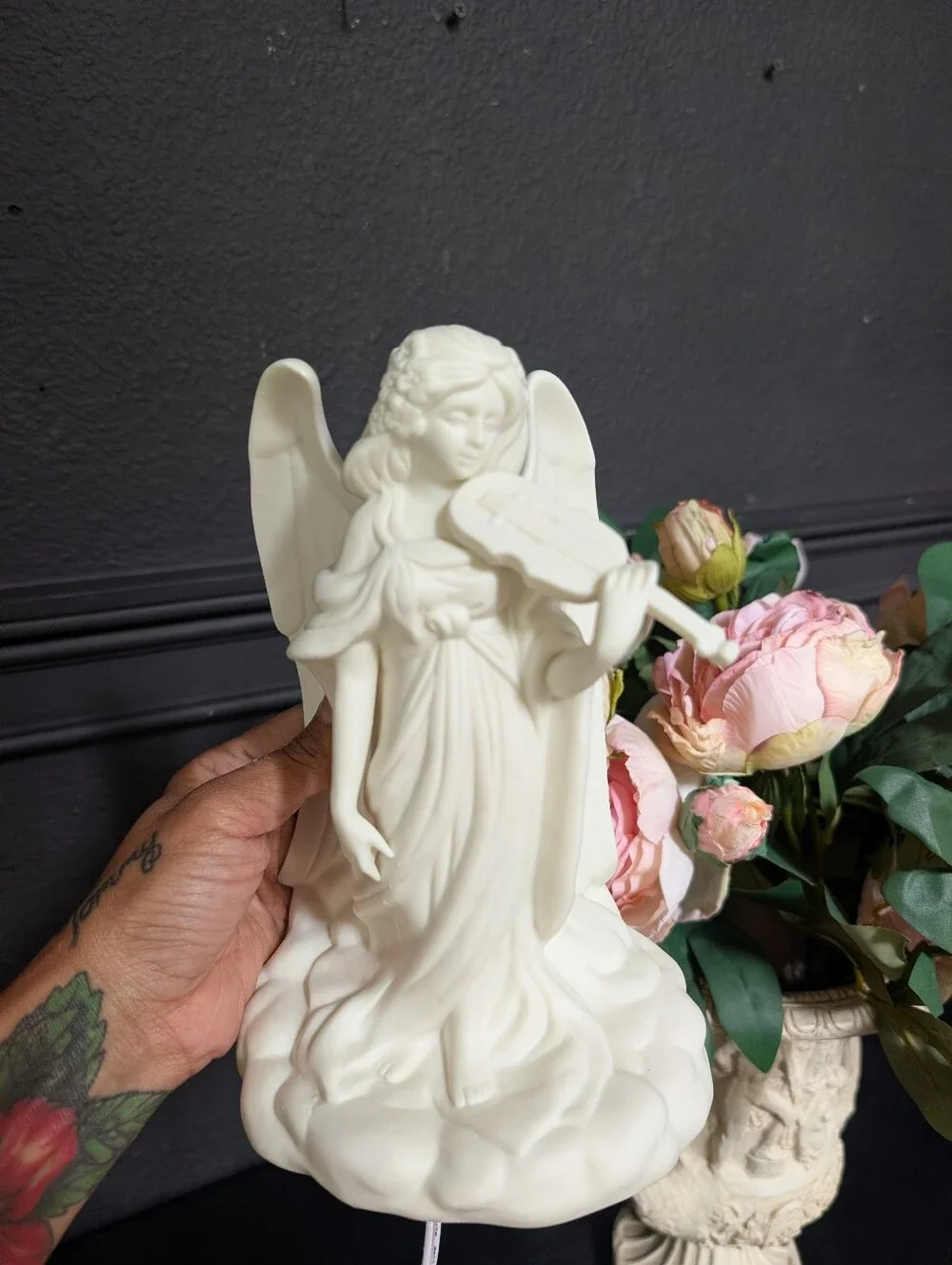 Vintage Porcelain Angel Playing Instrument Night Light table decor 9